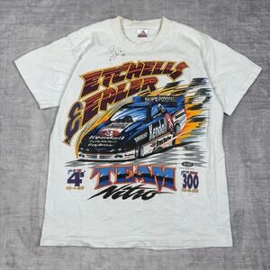 Etchells Gerler Shirt Mens Large White Vtg 90s Drag Racing Team Nitro‎ NHRA